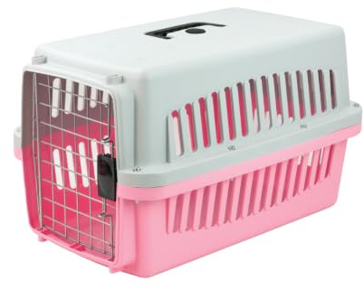 KCT Medium Pink Plastic Cat Carrier Cage Crate for Pet/Dog/Kitten/Puppy