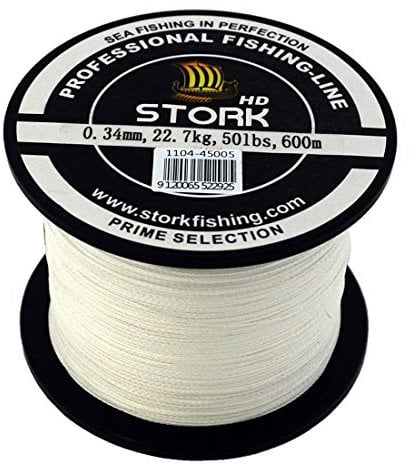 Stork HD, 4-Fach geflochtene Angelschnur 600m (Weiß, 50 lbs / 22.7 kg / 0.34 mm)