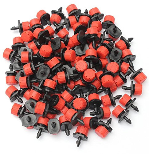 Demiawaking - Micro gocciolatori regolabili in plastica, per impianti di irrigazione a goccia, con valvola anti intasamento, 100 pezzi