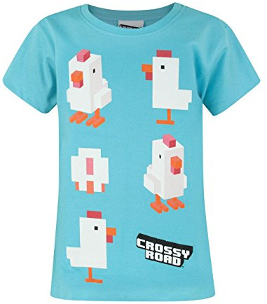 Crossy Road Chicken Girl's T-Shirt (7-8 Years) Blue