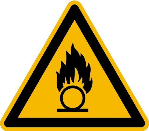 LEMAX® Warnschild, Warnung vor brandfördernden Stoffen W028 DIN EN ISO 7010 Kunststoff gelb/schwarz, 200mm