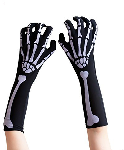 Oblique-Uniuqe® Skelett Handschuhe Armlinge Schwarz - Einheitsgröße