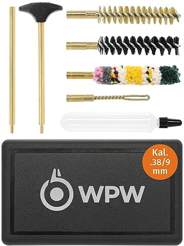 WPW Waffenreinigungsset, Kaliber .357 Magnum, 9mm para & .38 Special Pistolen & Revolver zur Waffenpflege & Laufreinigung von Kurzwaffen mit 1/8-Gewinde