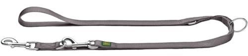 HUNTER Verstellbare Hundeführleine, Farbe: grau, 3-fach verstellbar, robustes Nylon, pflegeleicht, Größe: 25/200