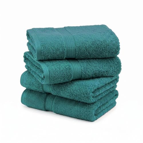Superior Egyptian Cotton Plush & Absorbent, Hand Towel Set of 4, Teal