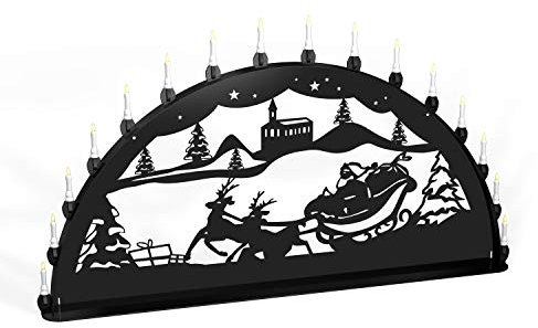 Colours-Manufaktur Außenschwibbogen Schwibbogen Lichterbogen Metall - Motiv: Weihnachtsmann - XL 1,2 Meter Breite Außen-Bereich schwarz * groß * Erzgebirge Weihnachten Rentier
