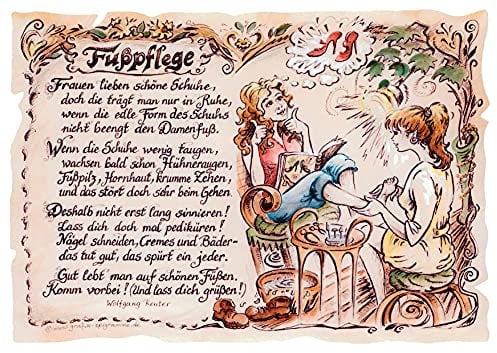 Die Staffelei Geschenk Fußpflege/Witziges Gedicht mit liebevoller Zeichnung auf hochwertigem Papier/besondere Geschenkidee für die Fußpflegerin