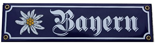 Bayern mit Edelweiß Emaille Schild Bayern 8 x 30 cm Emailschild.