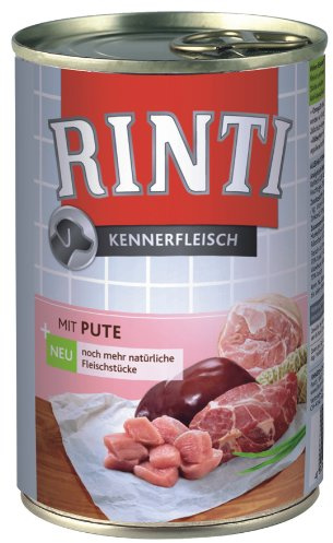 Rinti Pur Kennerfleisch Pute für Hunde, 24er Pack (24 x 400 g)