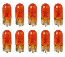 10 x 501 AMBER CAPLESS SIDE LIGHT / INDICATOR BULB 12V 5w W2.1/9.5D 10mm