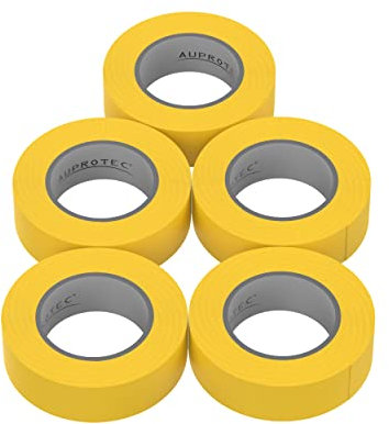 5 rollos VDE cinta aislante eléctrica PVC cinta adhesiva 15mm x 10m DIN EN 60454-3-1 color: amarillo