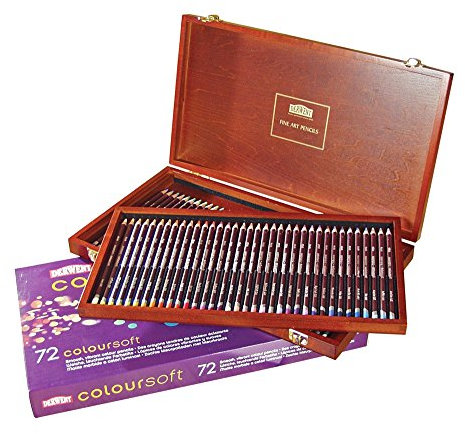 Derwent Coloursoft Buntstifte, Zeichnen & Schreiben, 72er-Set in einer Geschenk-Box aus Holz, Ideal für Farbaufbau, Professionelle Qualität, 0701031