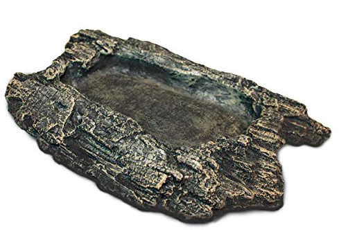 Komodo Habitat - Cuenco de Roca Negra para Reptiles, Anfibios, Animales pequeños, vivero y terrarios, pequeño