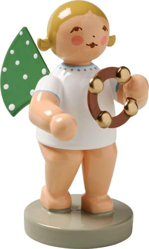 Wendt & Kuhn Grunhainichen Engel kopflose Tamburin-Figur, blond, handbemalt