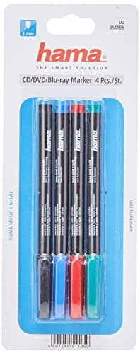 Hama CD/DVD Marker 4er-Set, Schwarz, Rot, Blau, Grün