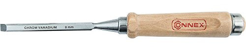 Connex COX861008 Stechbeitel mit Ulmer Heft aus Weißbuche und Chrom-Vanadium-Klinge mit Seitenfase, Breite 8 mm