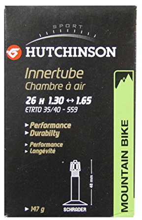 HUTCHINSON - Chambre À Air - VTT - Standard - Résistance Et Anti-Crevaison - Valve Schräder - Épaisseur 0.9 mm - 48 MM - 26 x 1,30-1,65, Noir