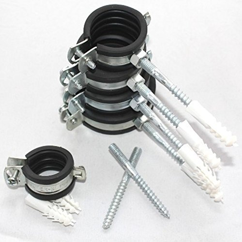 10x Rohrschelle 20-24 mm 1/2 Zoll incl.Stockschraube M8x80 und Dübel ER-BI®