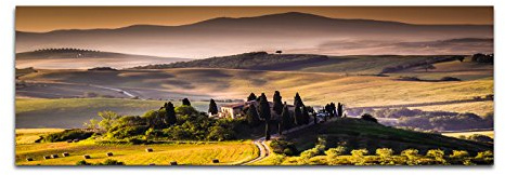 Paul Sinus Art Panoramabild auf Leinwand und Keilrahmen 150x50cm Italien Toskana Landschaft Weinberge
