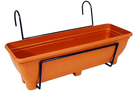 Garden Pride Hanging Balcony Planter - 60cm Trough holder for use on balconies, fences or railings. An ideal alternative to a window box. (Brown)