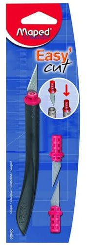 Maped Scalpel Easy'cut sécurité - 1 Scalpel de Précision Coupe-Tout avec 3 Lames et Embout Sécurisé - Outil de Découpe Loisir Créatif