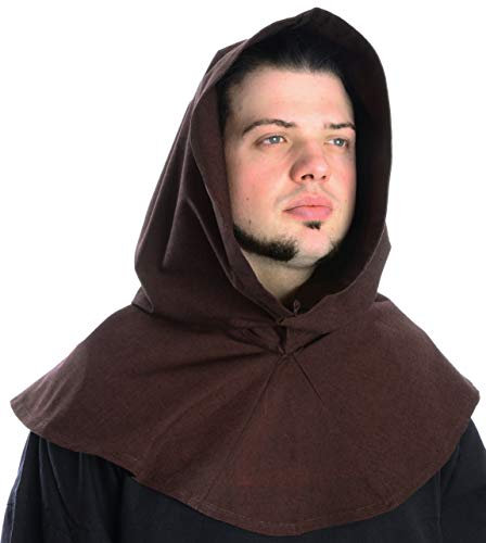 HEMAD Mittelalter Kapuze 100% Baumwolle Einfarbig Modell: Elegast, Braun