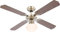 GLOBO Deckenventilator mit Zugschalter Ventilatorlampe Decke 3 Stufen Ventilator Deckenleuchte, Vor-Rücklauf, Eiche Geflecht Glas, 1x E27, D 106,6 cm 0309/034009