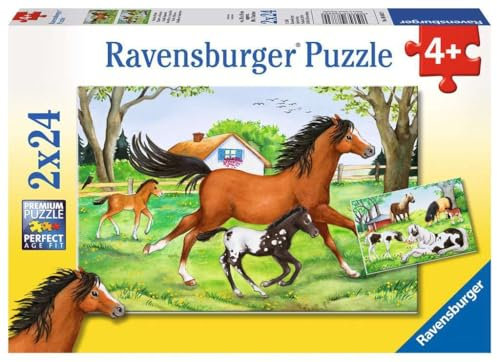 Ravensburger Kinderpuzzle - 08882 Welt der Pferde - Puzzle für Kinder ab 4 Jahren, mit 2x24 Teilen