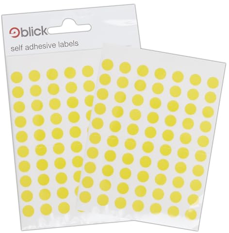 Blick Labels, Yellow, Self Adhesive Stickers, Coloured Dot, Circles, 8mm, 490 Labels, for Home, Office, Family, School, Holiday Calendar Organising, Planner, Rewards Chart, Colour Coding