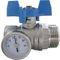 OV Kugelhahn, blauer Griff m.Thermometer, 1IG x 1AG, flachdicht.