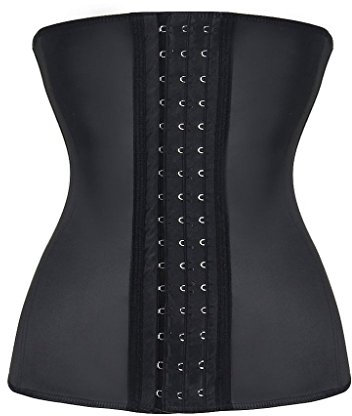 Everbellus Latex Corset Serre Taille Minceur pour Femme Ventre Plat Noir Medium