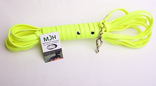 MJH-Schweißleine 13mm breit neon gelb 10m lang für Hunde 10-25kg, weich & abwischbar