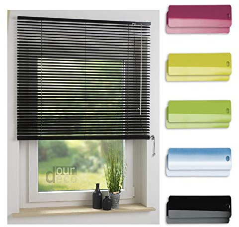 ourdeco® Aluminium-Jalousie / 110 x 160 Schwarz (Breite x Höhe) / Montage an Wand oder Decke, Premium Alu-Jalousie