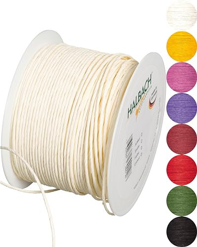 Halbach Seidenbänder Papierdraht aus Recyclingpapier mit draht - Breite 2mm Länge 100m - Papierkordel zum basteln und für die Floristik - Basteldraht für kreative Ideen - Farbe: Creme