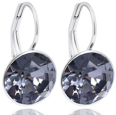 Nobel Ohrhänger 925 Sterling Silber Silberohrringe Damen Graphite Kristalle schlicht kurz