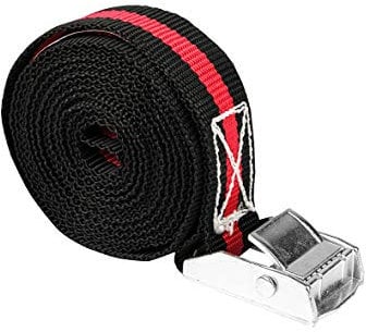LAS 10319 Spanngurt mit Klemmverschluss ca. 3 m x 2,5 cm, schwarz/rot