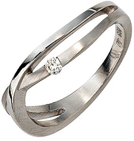 Jobo Damen Ring 950 Platin matt 1 Diamant Brillant 0,05ct. Platinring Größe 60