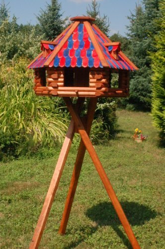 Vogelhaus Vogelfutterhaus Futterhaus Futterhäuschen Vogelvilla Fussball Fan FC (XXL mit Ständer, Standfuß), mit Futtersilo, Silo