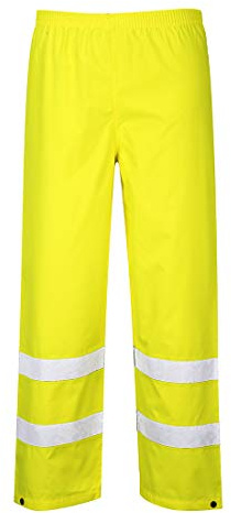 Portwest S480 Warnschutz-Hose 5 Taschen Baumwolle Wasserdicht Reflektierend | Gelb, XS, EN ISO 20471 Klasse 2, 300D Oxford-Gewebe, PU-Beschichtet 100% Polyester, Klettverschluss, Verkehr