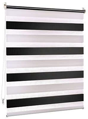 Victoria M. Doppelrollo Klemmfix ohne Bohren, 65 x 230 cm (BxH) Schwarz - Weiß, Rollo Fensterrollo lichtdurchlässig & verdunkelnd,Duo-Rollo Klemmmontage Zebrarollo für Fenster & Türen