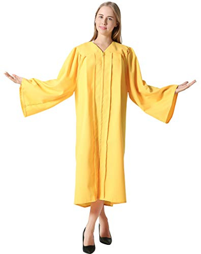 IvyRobes Adults Choir Robe Clergy Confirmation Baptism Robe Church Costume Priest Pastor Preachers Gold XS