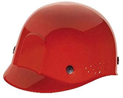 MSA 10033653 HDPE Bump Cap with Plastic Suspension and Sweatband, Red