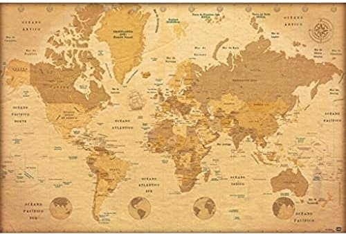 Grupo Erik Editores Karte Welt ist Vintage Poster, 61 x 91.5 cm