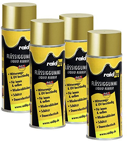 Raid HP 380269 Flüssiggummi 1600ml Gold-METALLIC-MATT Sprühfolie Felgenfolie. Dauerelastische Gummierung für innen und außen für Auto Boot Motorrad Quad Fahrrad Freizeit Hobby