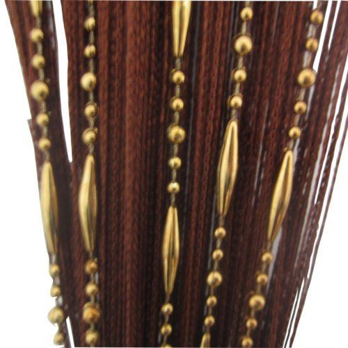 Tangpan Raumteiler, Fadenvorhang, Fliegengitter mit Perlendekoration, 100 x 200 cm, Polyester Plastik, braun, 100_x_200_cm