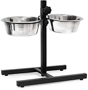 Relaxdays Gamelles pour chiens, 1,6 l, acier inoxydable, HLP 42 x 46 x 27 cm, hauteur réglable, antidérapant, argenté