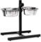 Relaxdays Futterstation Hund, 1,6 l Edelstahlnäpfe, Napfständer höhenverstellbar HBT 42 x 46 x 27cm, rutschfest, silber