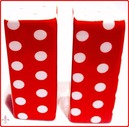 fromeuropewithlove Red Dots Salt and Pepper Set Ceramic Porcelain Rectangular Square Cruet Set Hand Decorated in UK