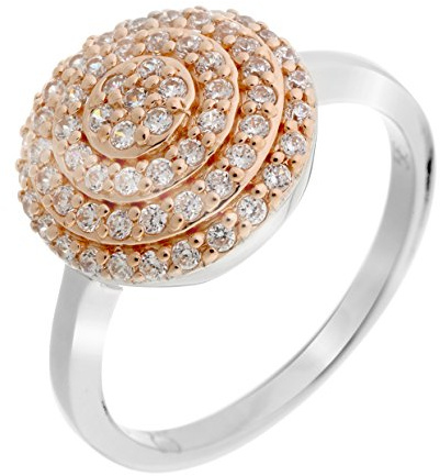 Orphelia Damen-Ring 925 Silber teilvergoldet Zirkonia transparent Brillantschliff ZR-7120