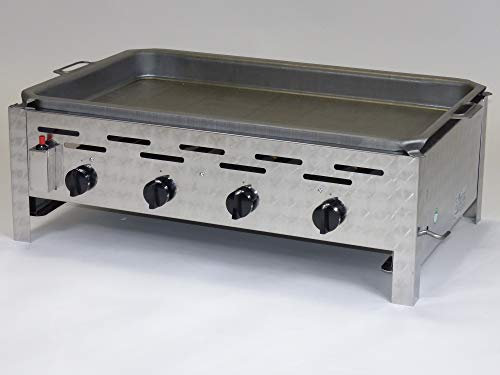 Gasgrill/ Grill 4er aus Edelstahl mit Stahlblechpfanne, 60 mm hoch